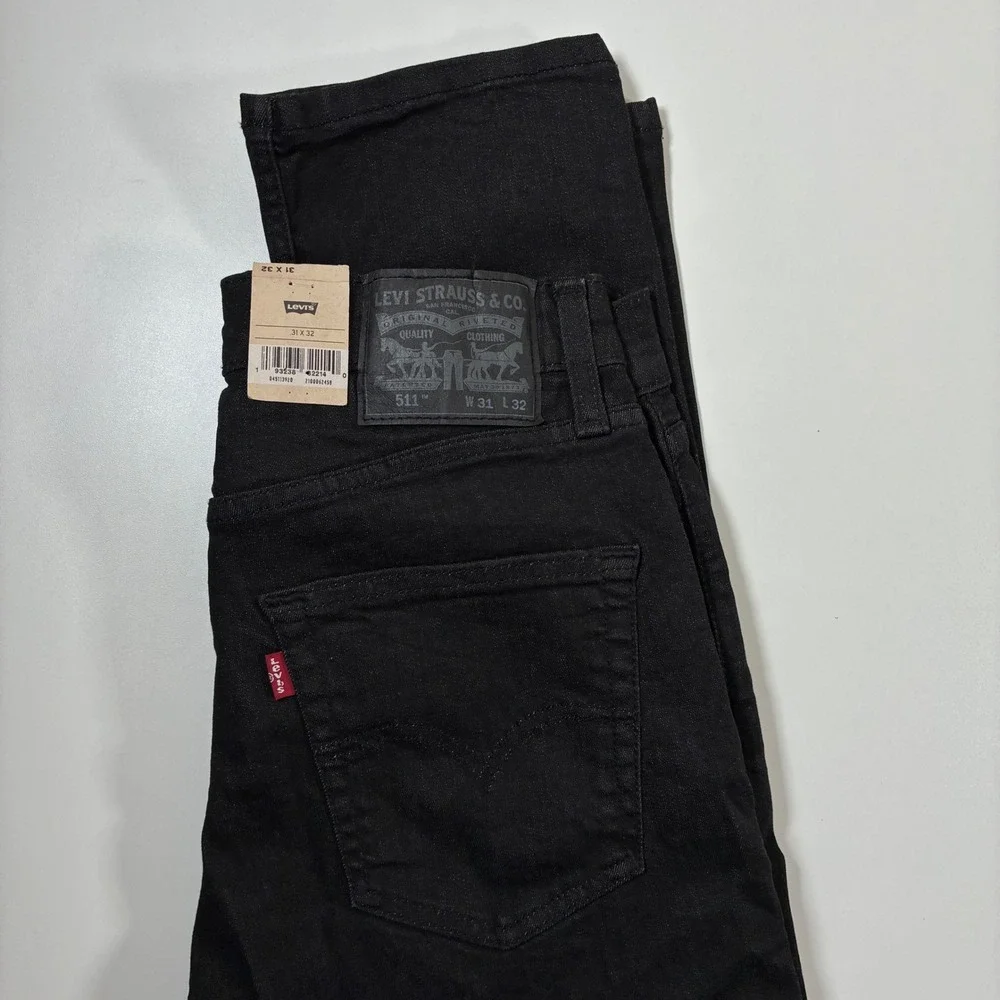 NEW Levi's 511 Slim Fit Jeans 31x32 Black Denim Stretch USA Cowboy